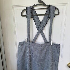 Black and White Plaid Crisscross Skirt w/ Suspenders